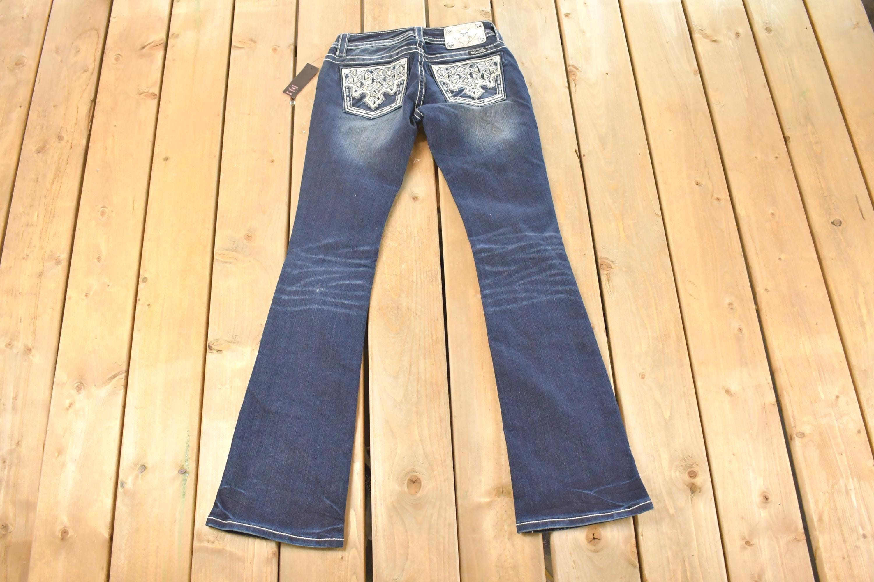 Vintage Deadstock Y2K Miss Me Bedazzled Low Rise Jeans Women's Size 26x31