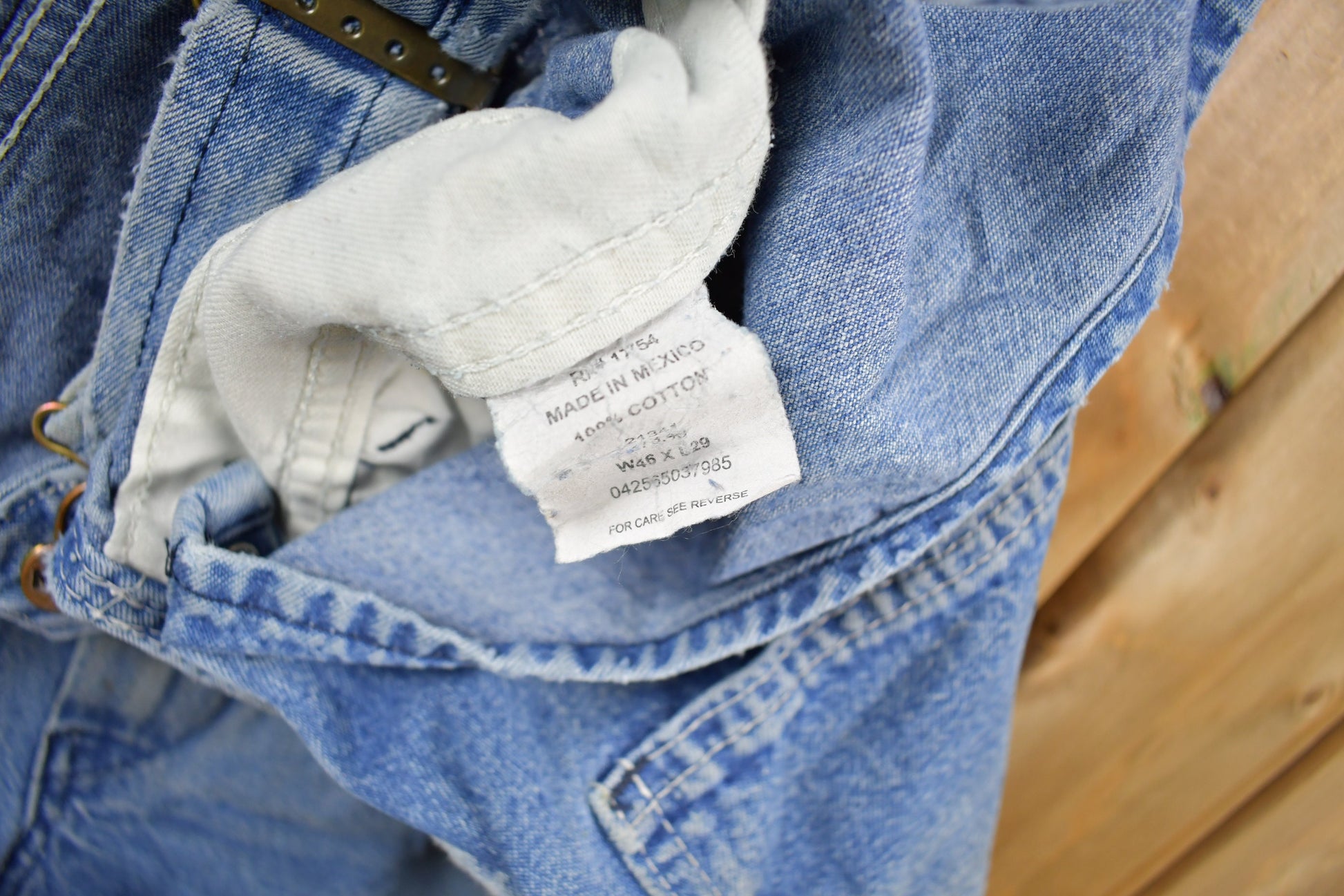 Vintage 1990s KEY Imperial Distressed Denim Jean Overalls Size 44 x 27