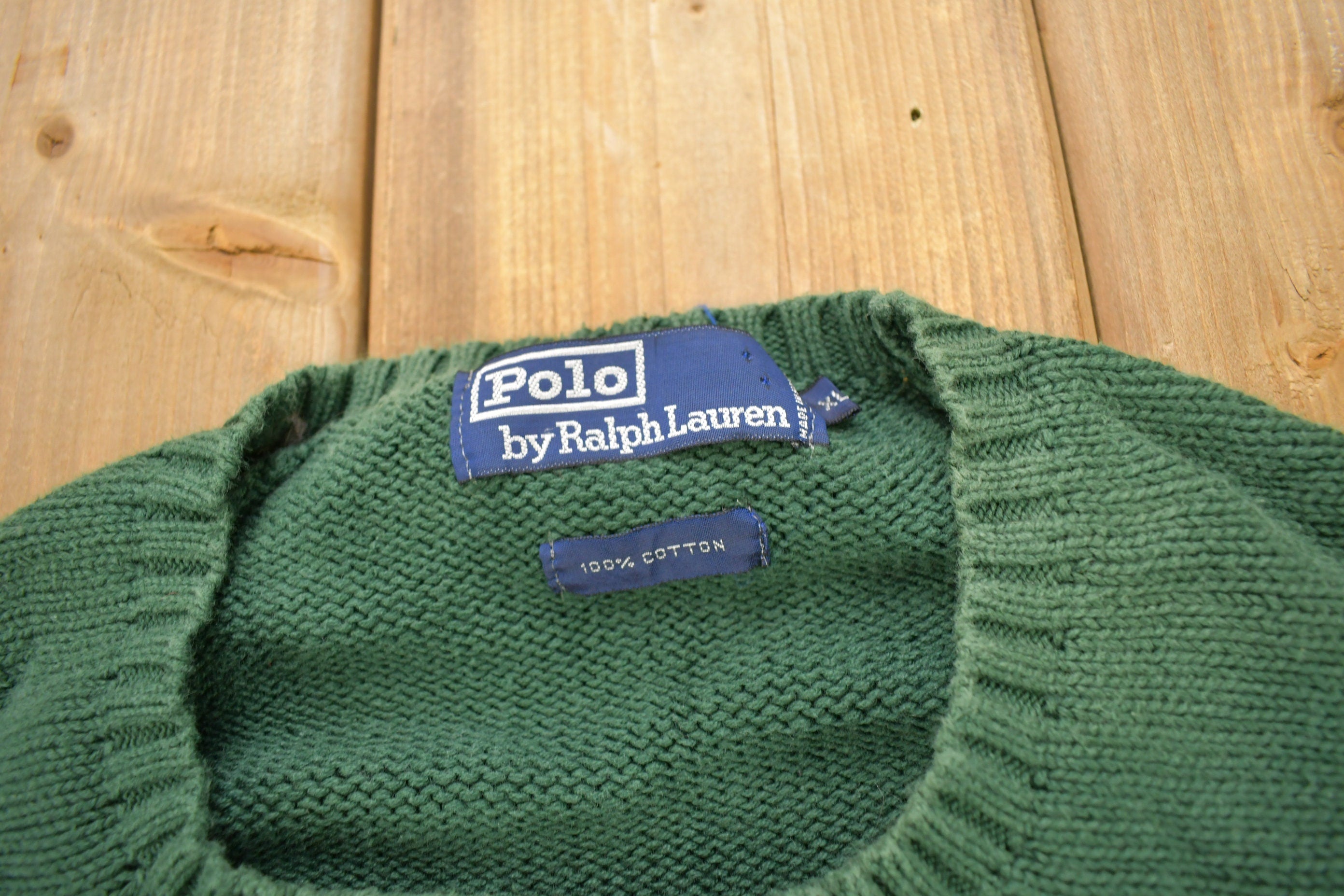 Vintage 1990s Green Polo Ralph Lauren Knitted Sweater