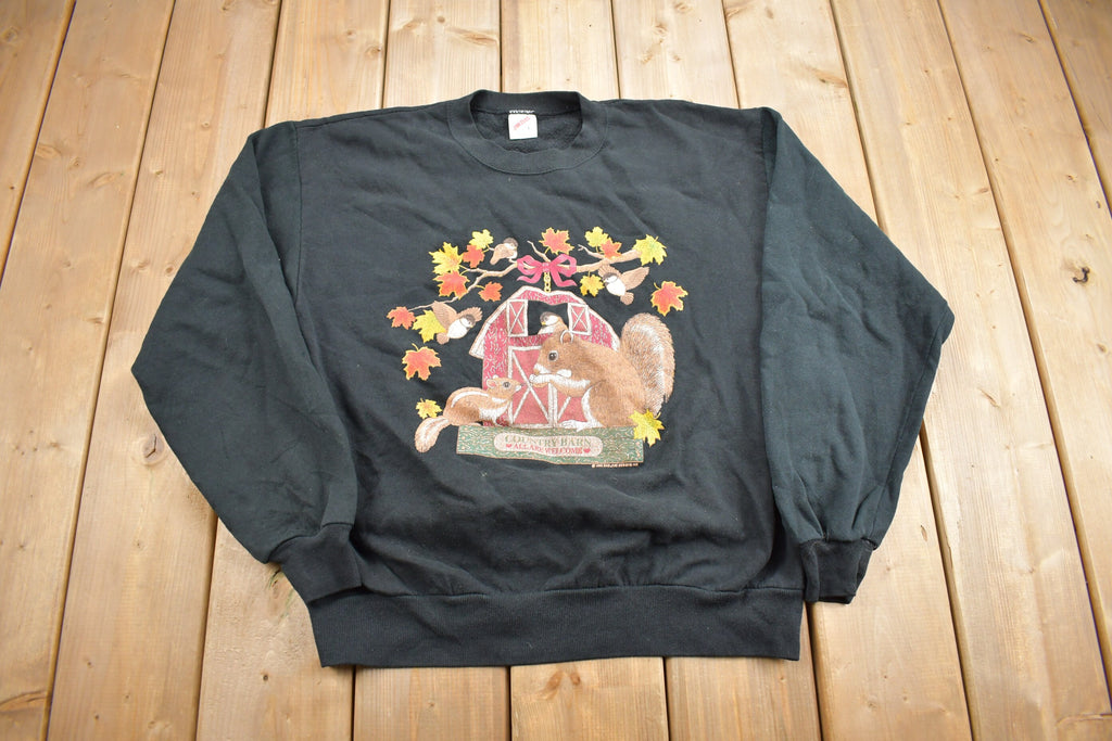 Vintage 1990s Cute Chipmunk Farmhouse Crewneck Sweater