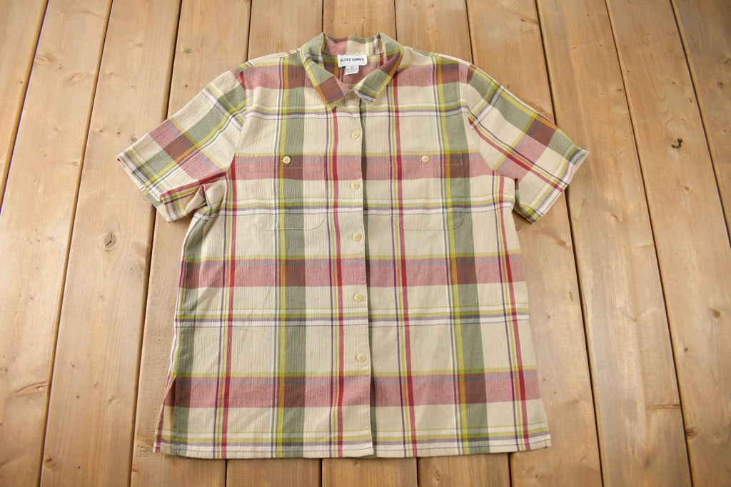Vintage 1990s Alfred Dunner Plaid Button Up Blouse Size 14
