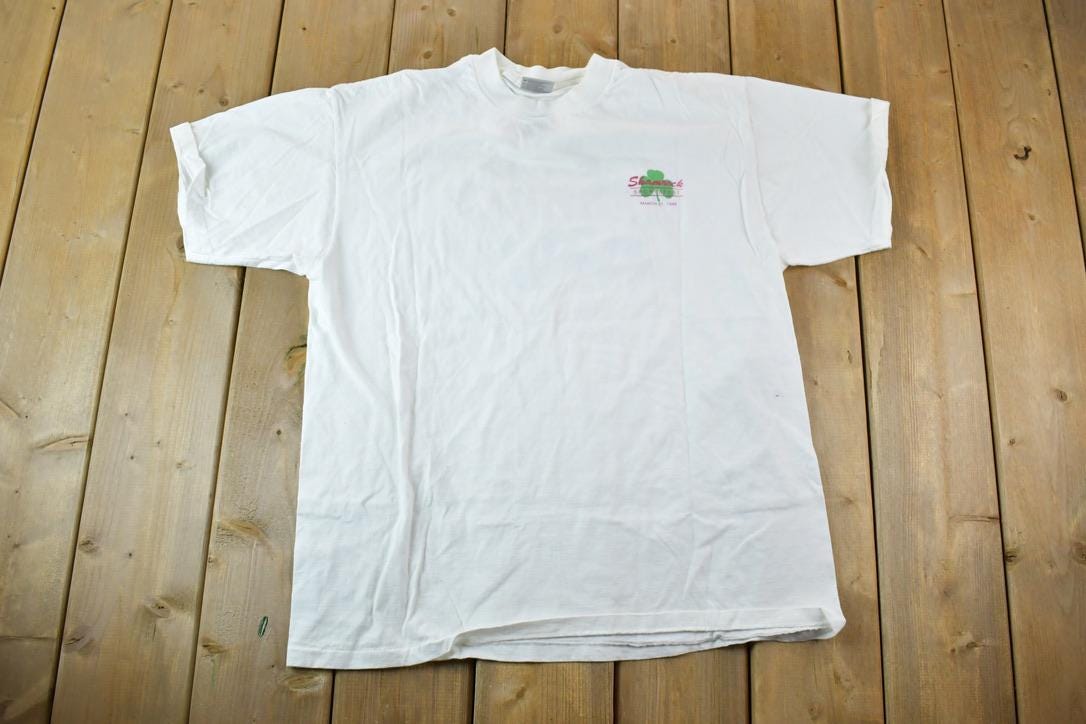 Vintage 1998 Shamrock 5K Walk Souvenir Single Stitch Graphic Print T-Shirt Made In USA