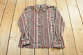 Vintage 1970s Joyce Striped Geometric Abstract Button Up Shirt Womens M /