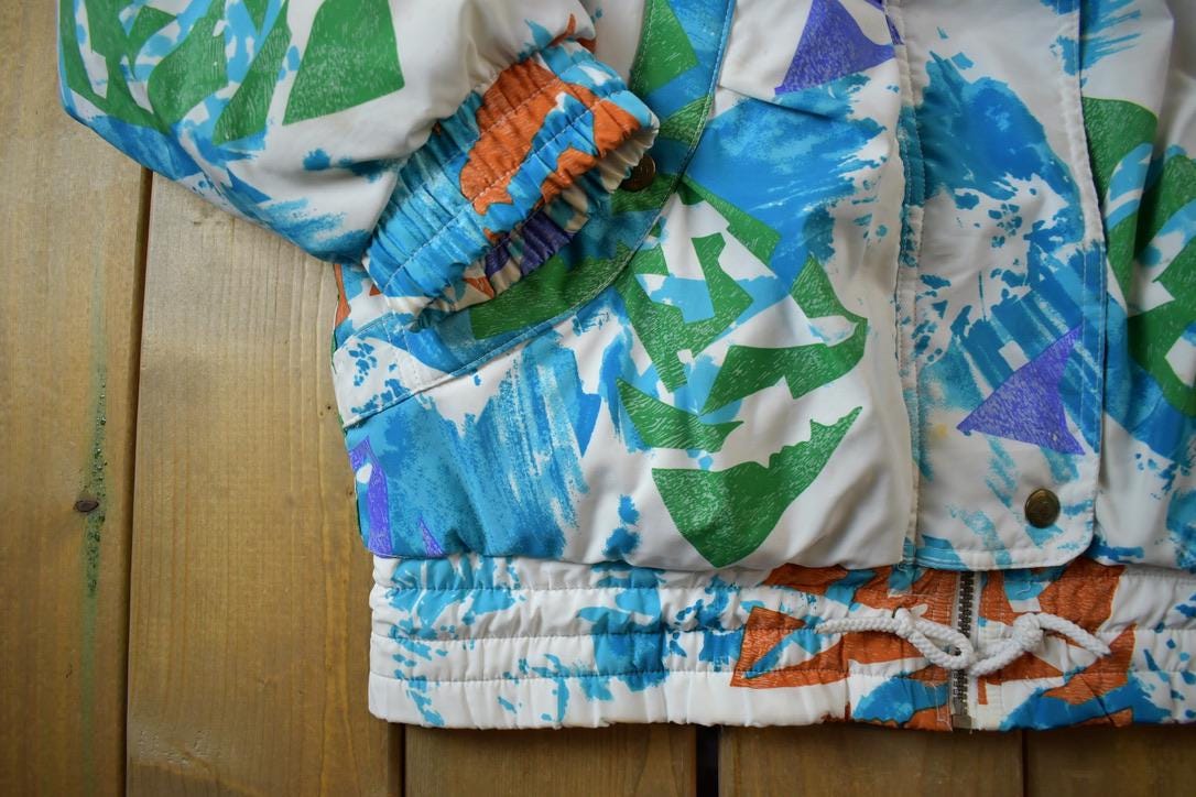 Vintage 1980s Coloured Pattern Puffer Jacket - Medium