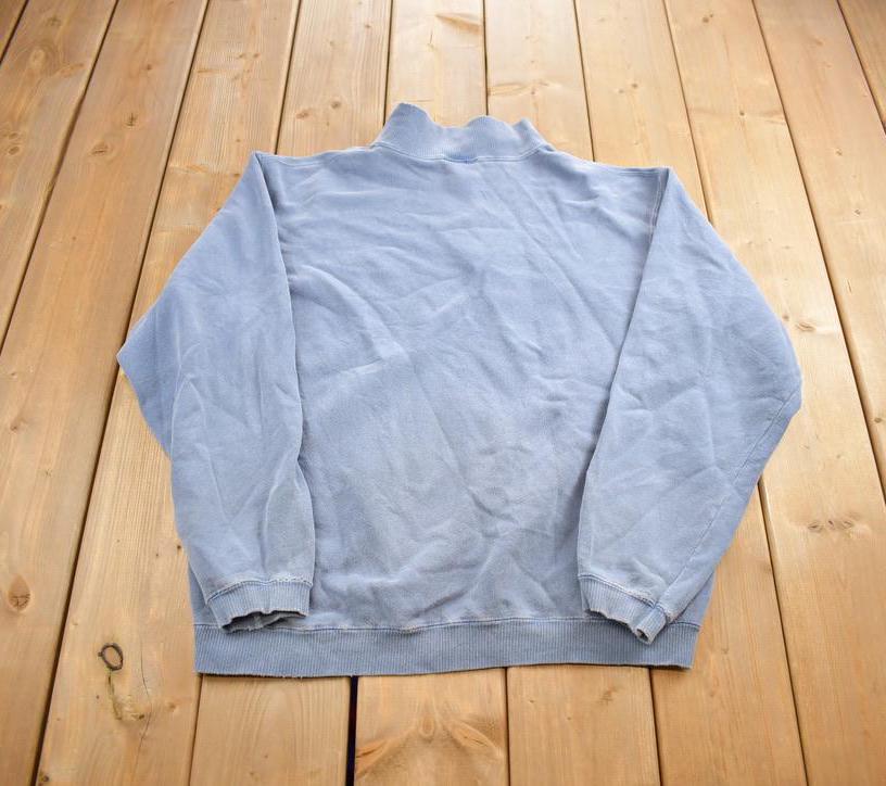 Vintage 1990s Video Plus Embroidered Quarter Zip Sweatshirt Made In USA