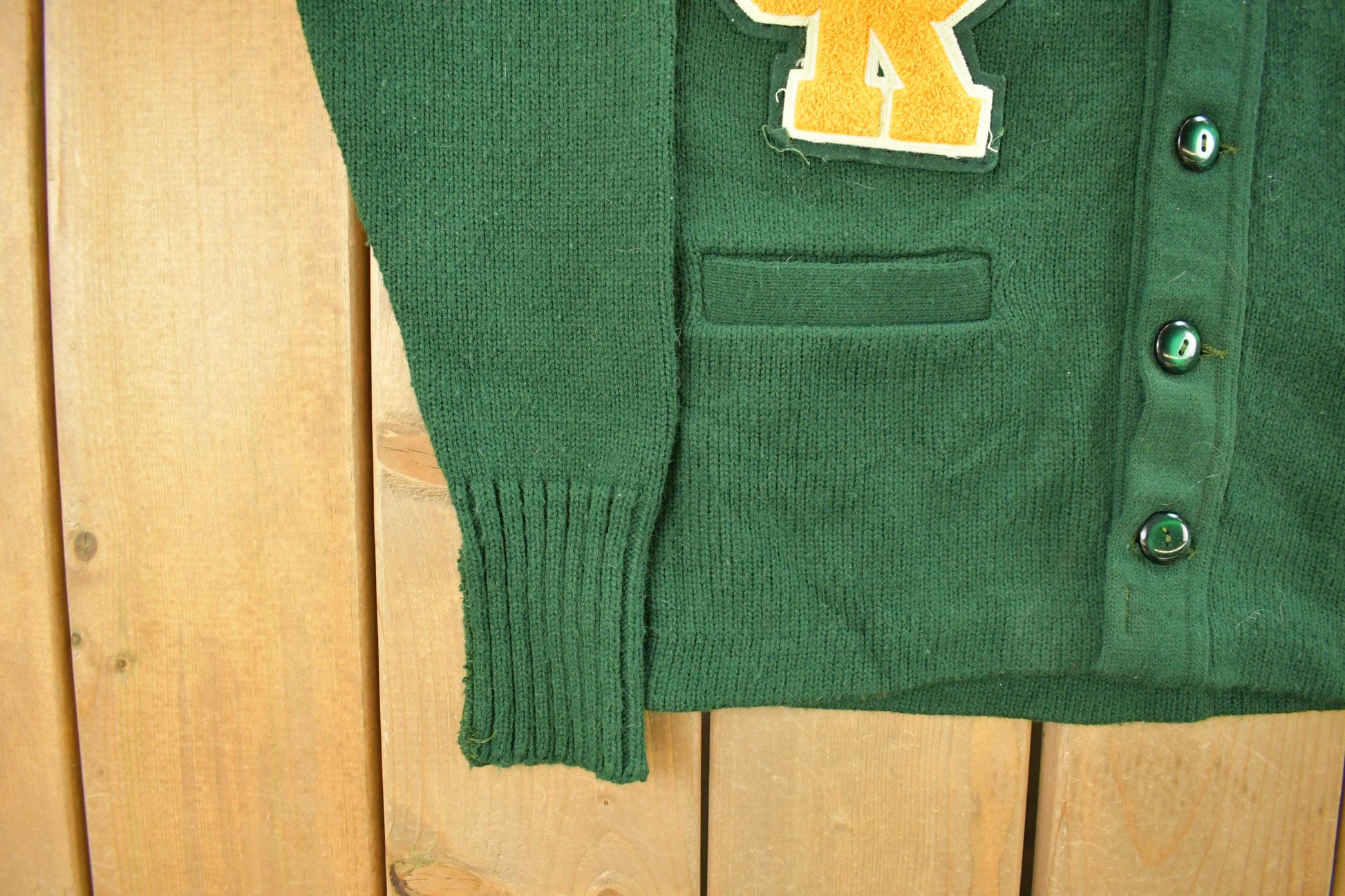 Vintage 1950s Bristol Collegiate Sportswear Knit Cardigan Sweater Men's Medium