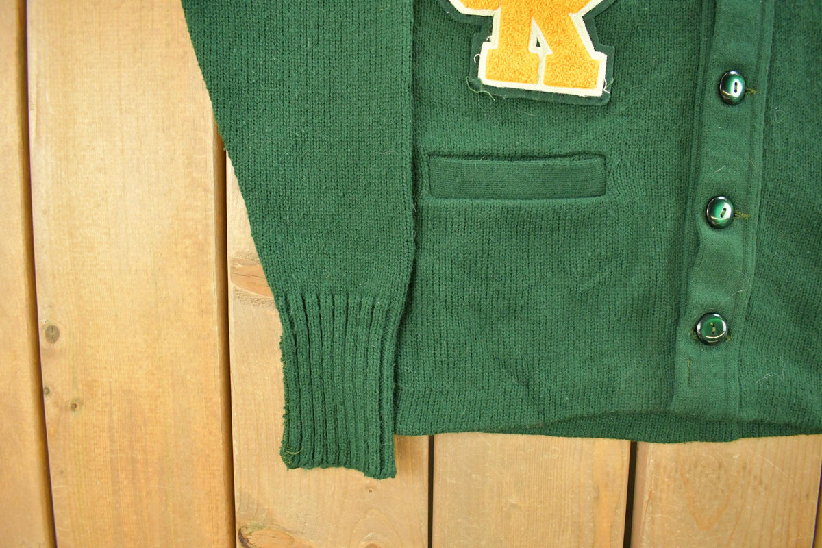 Vintage 1950s Bristol Collegiate Sportswear Knit Cardigan Sweater Men's Medium