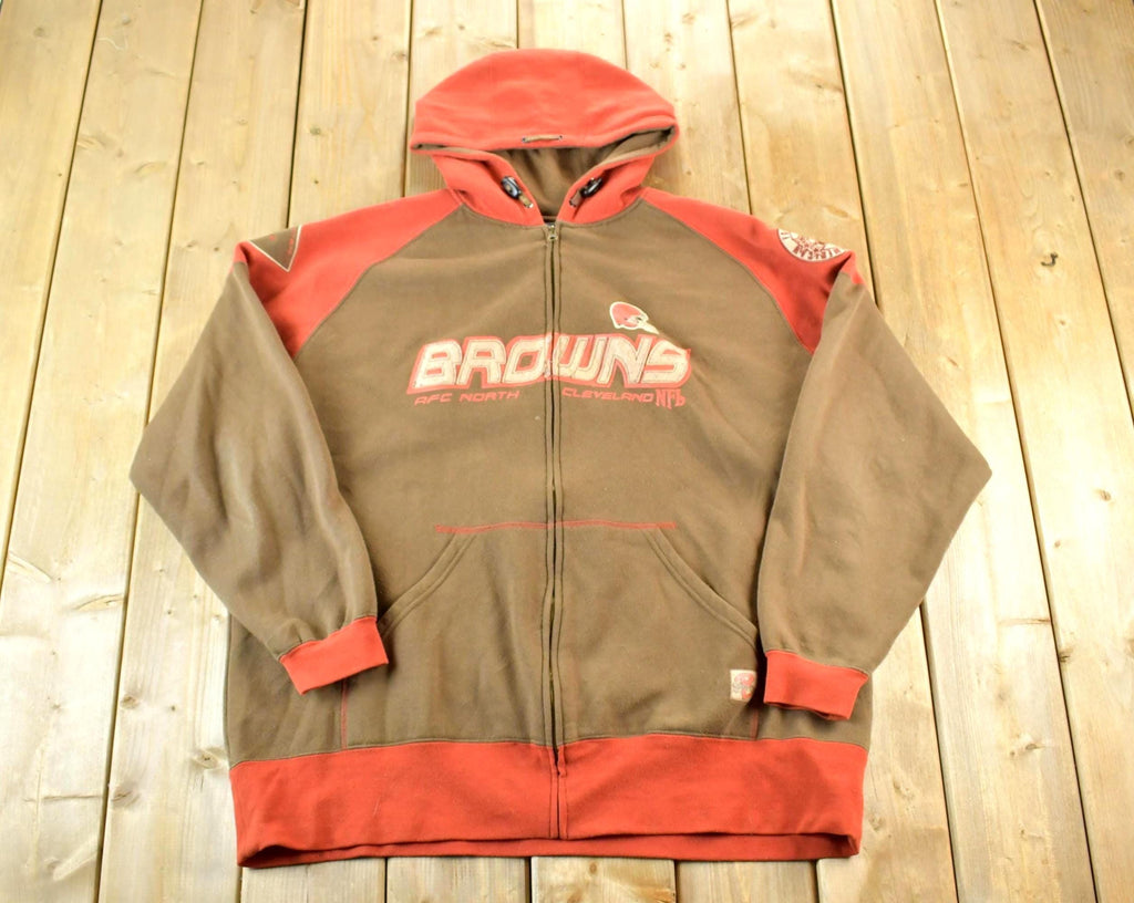Vintage 1990s Cleveland Browns Full Zip NFL Hoodie Sweatshirt