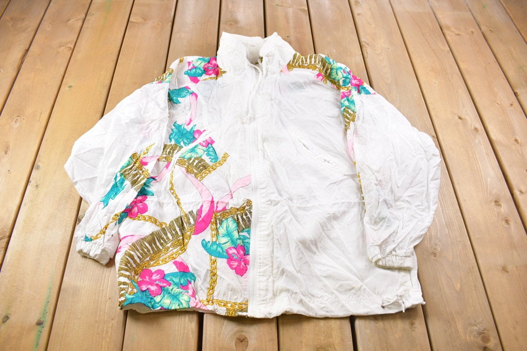 Vintage 1980s Athletic Works Abstract Windbreaker Jacket