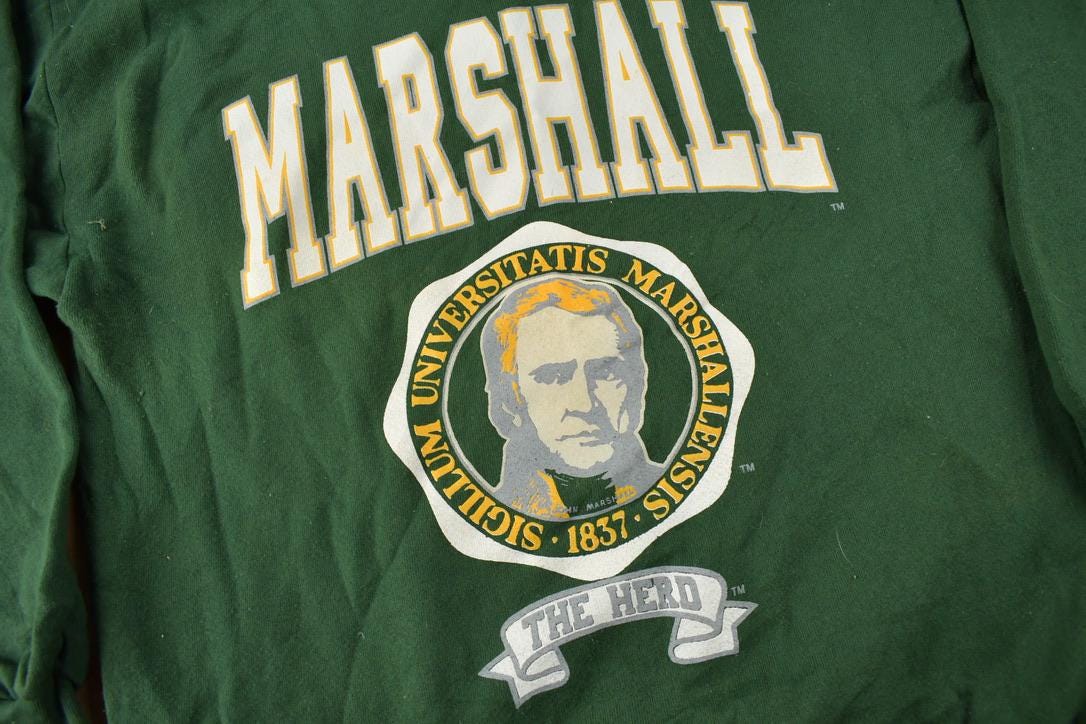 Vintage 1990s Marshall University Thundering Herd Collegiate Crewneck