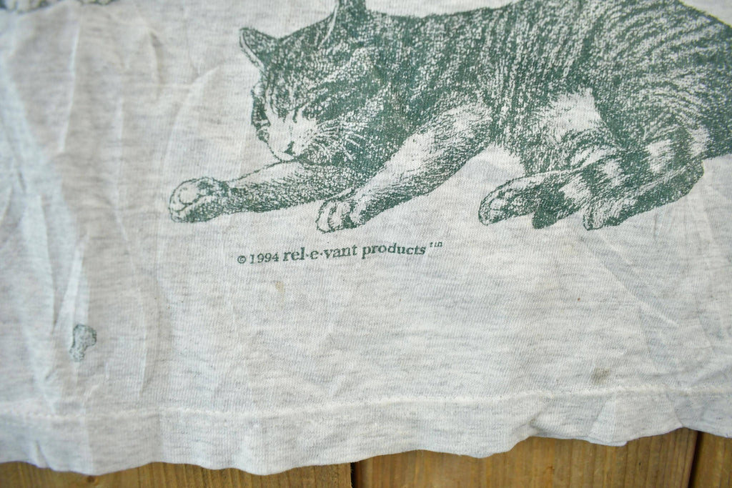 Vintage 1990s Cat Distressed T-Shirt