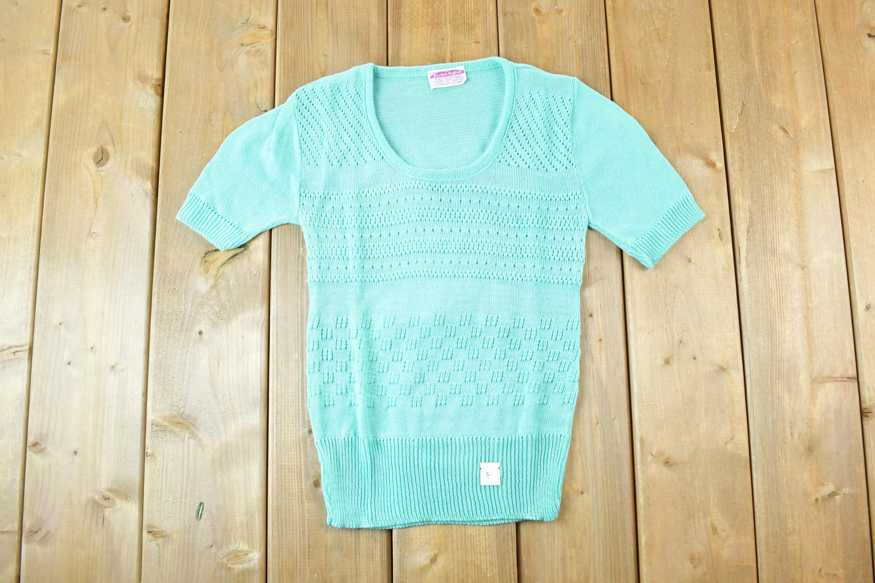 Vintage 1970s Scotch English Chunky Cable Knit T-Shirt Womens S