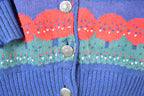 Vintage 1990s Farm House Theme Full Button Down Knit Crewneck Sweater