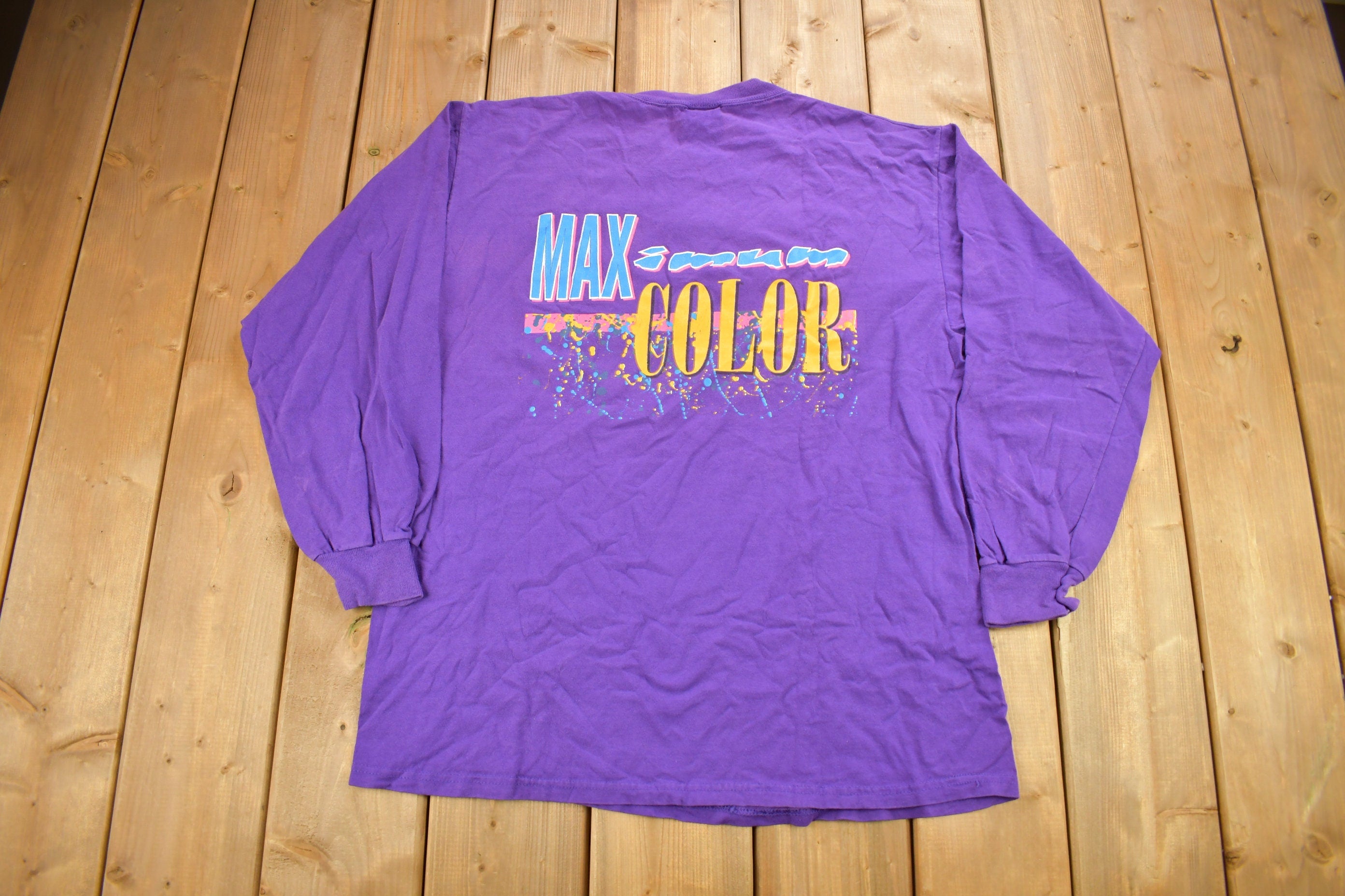 Vintage 1990s Charmant Maximum Color Long Sleeve Graphic T Shirt