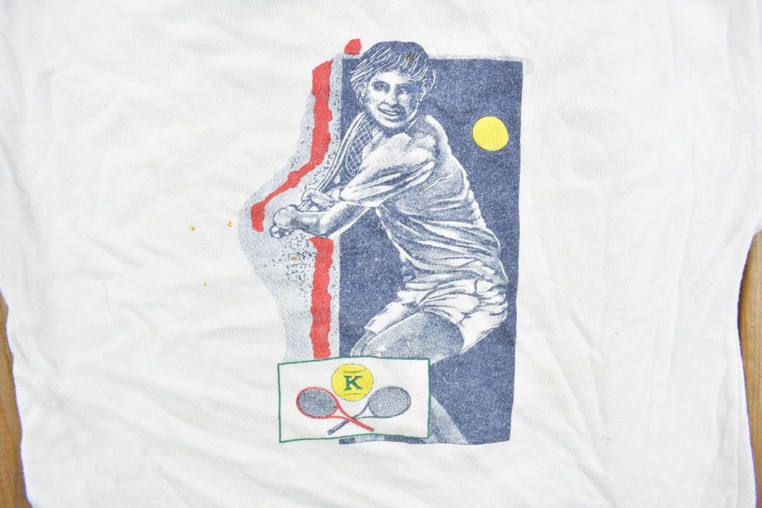 Vintage 1980s Kaickets Tennis Player Graphic T Shirt
