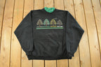 Vintage 1990s Morning Sun Trees Nature Crewneck Sweatshirt Men's Large