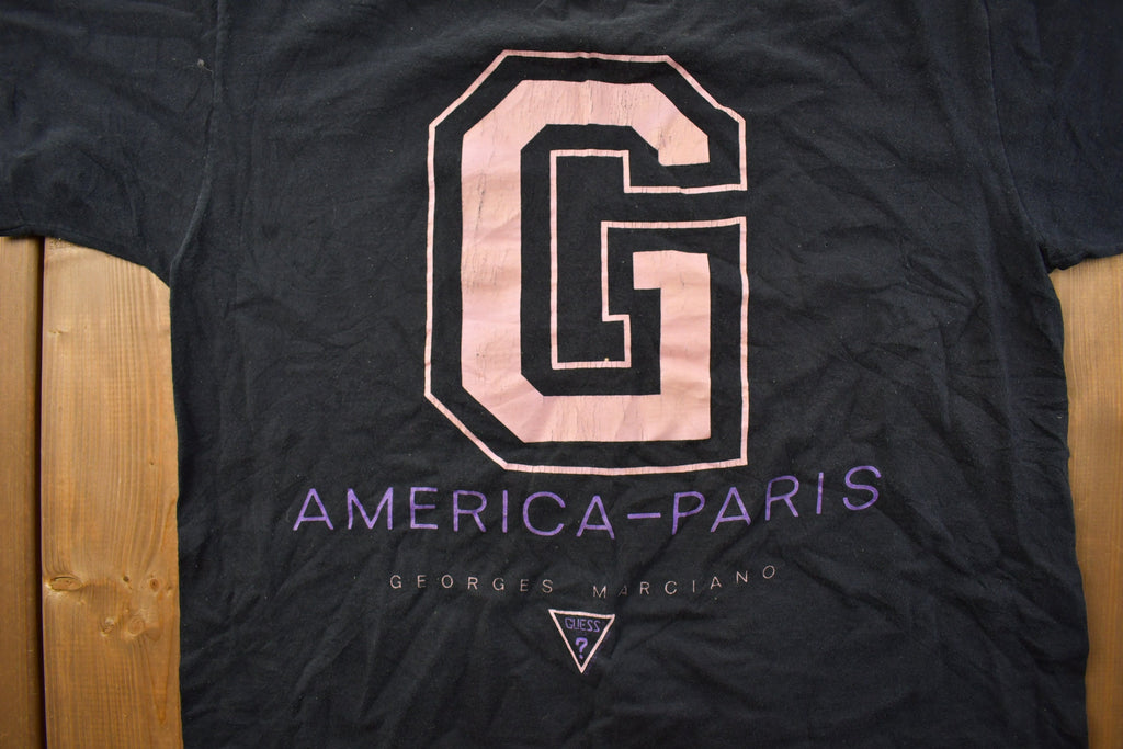 Vintage 1990s Guess America-Paris Graphic T Shirt