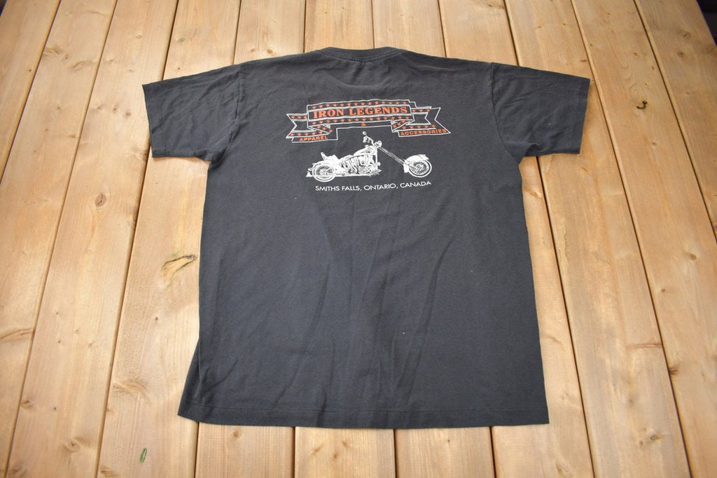 Vintage 1990s Iron Legends Smiths Falls Ontario Canada Single Stitch Biker Graphic T Shirt Made In Canada