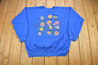 Vintage 1990s Flower Theme Cute Raglan Crewneck Sweater