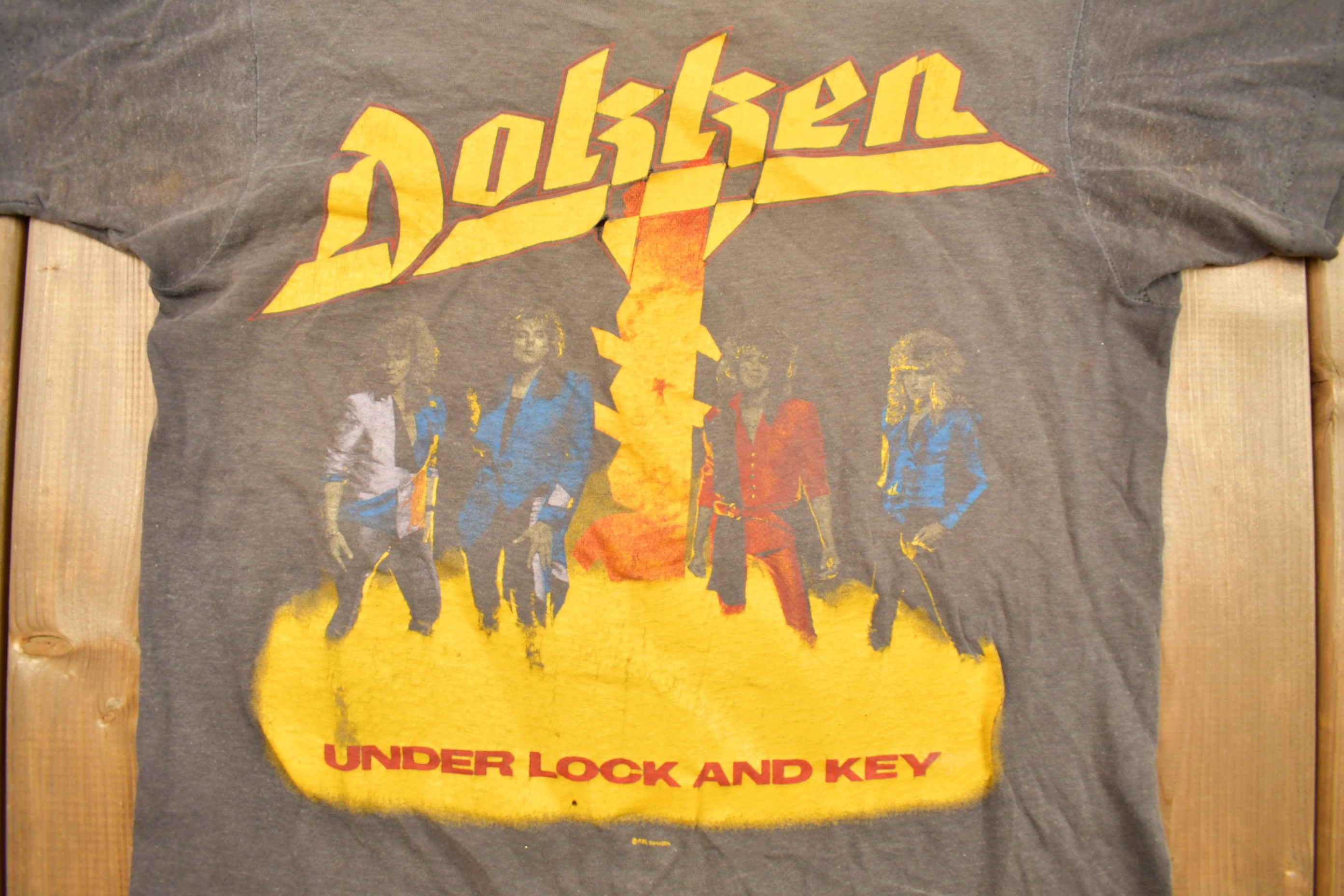 Vintage 1985 Dokken Under Lock And Key Tour Band T-Shirt Band Tee Single Stitch