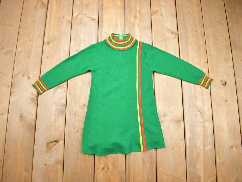 Vintage 1970s Zip Up Shirt Dress