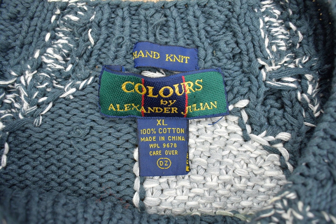 Vintage 1990s 3D Colored Hand Knit Crewneck Sweater / Vintage 90s Crewneck / Abstract Patterns / Streetwear