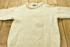 Vintage 1990s Aran Crafts 100% Merino Wool 3D Cable Knit Sweater