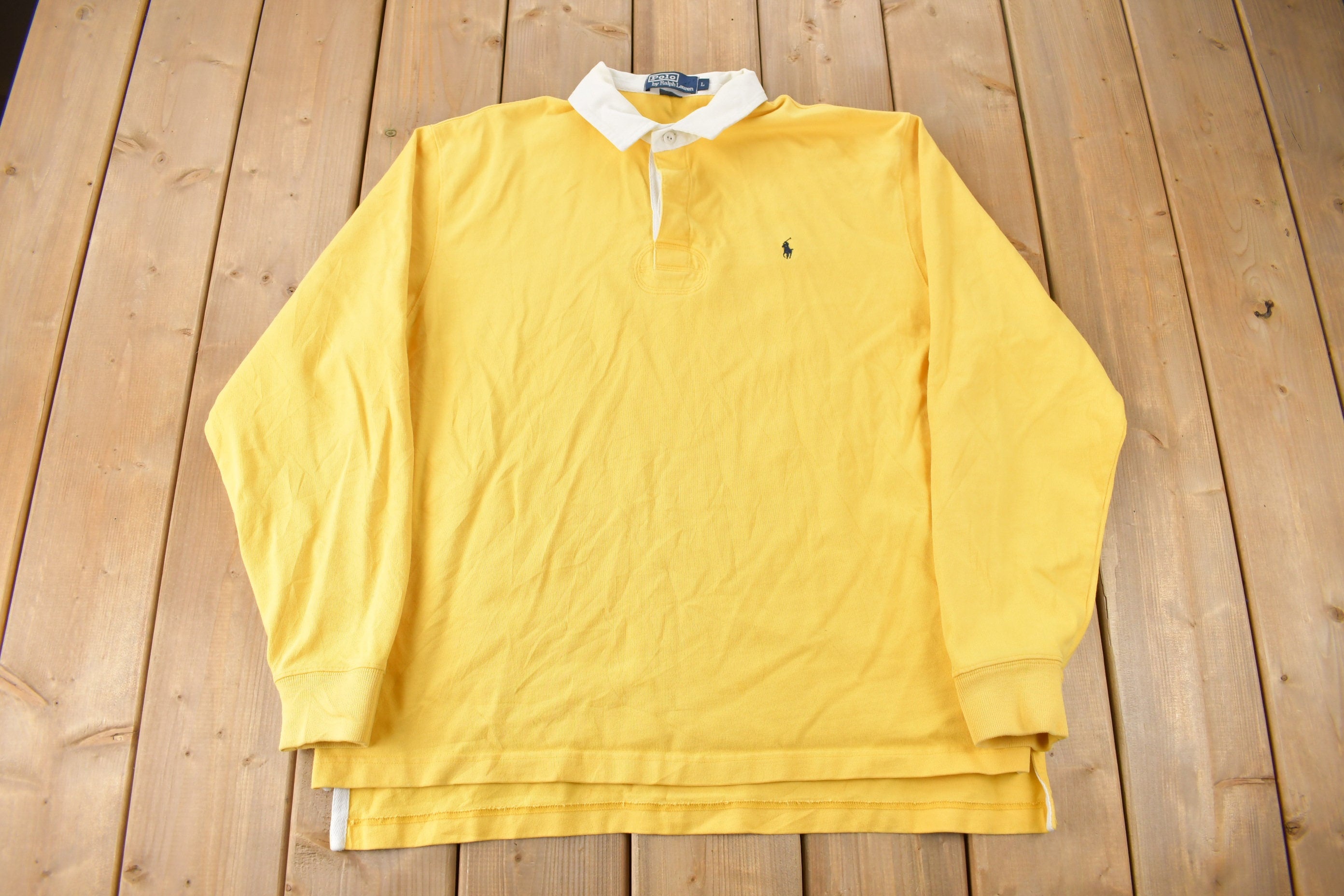 Vintage 1990s Polo By Ralph Lauren Embroidered Small Pony Rugby Sweater