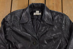 Vintage 1990s Alfani Full Length Black Leather Trench Coat