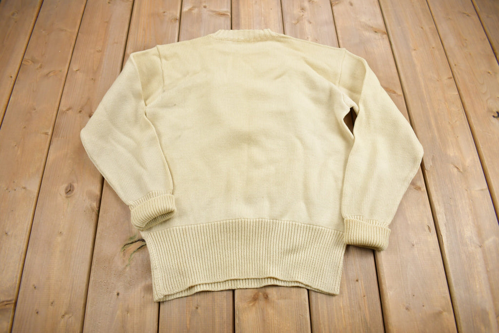 Vintage 1950s 100% Wool Collegiate Varsity Style Knit Sweater "LV" True Vintage Made In USA