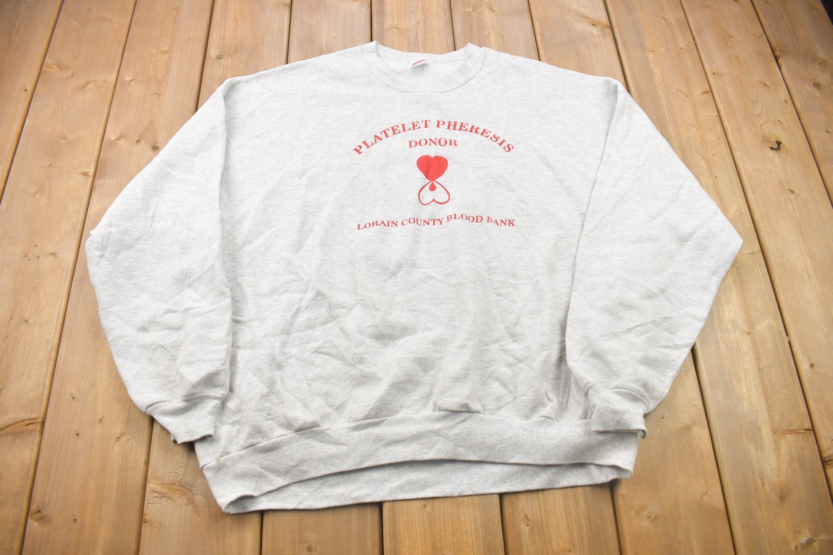 Vintage 1990s Jerzees Blood Donor Crewneck Sweatshirt