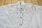 Vintage 1990s Custom Beads Cute Denim Jean Jacket