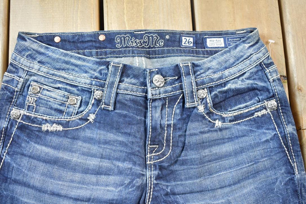 Vintage Y2K Miss Me Bedazzled Low Rise Jeans Size 26x32