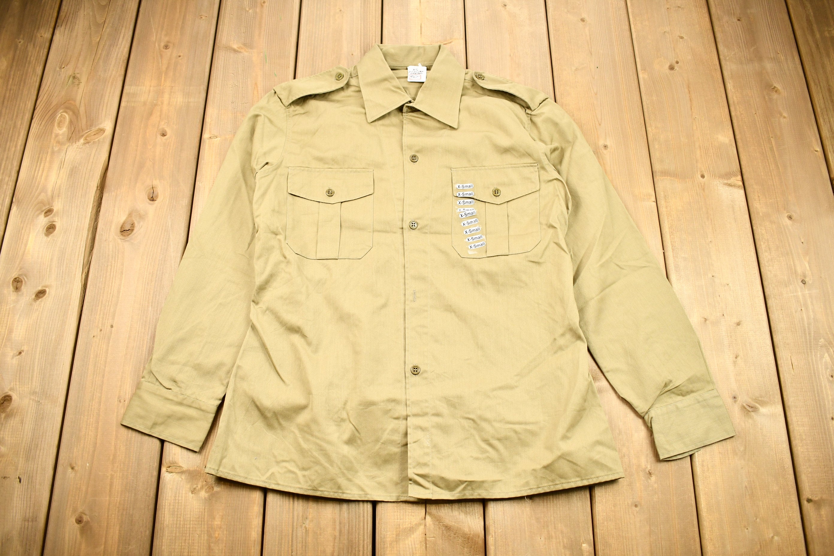 Vintage Khaki Uniform Button Up Shirt
