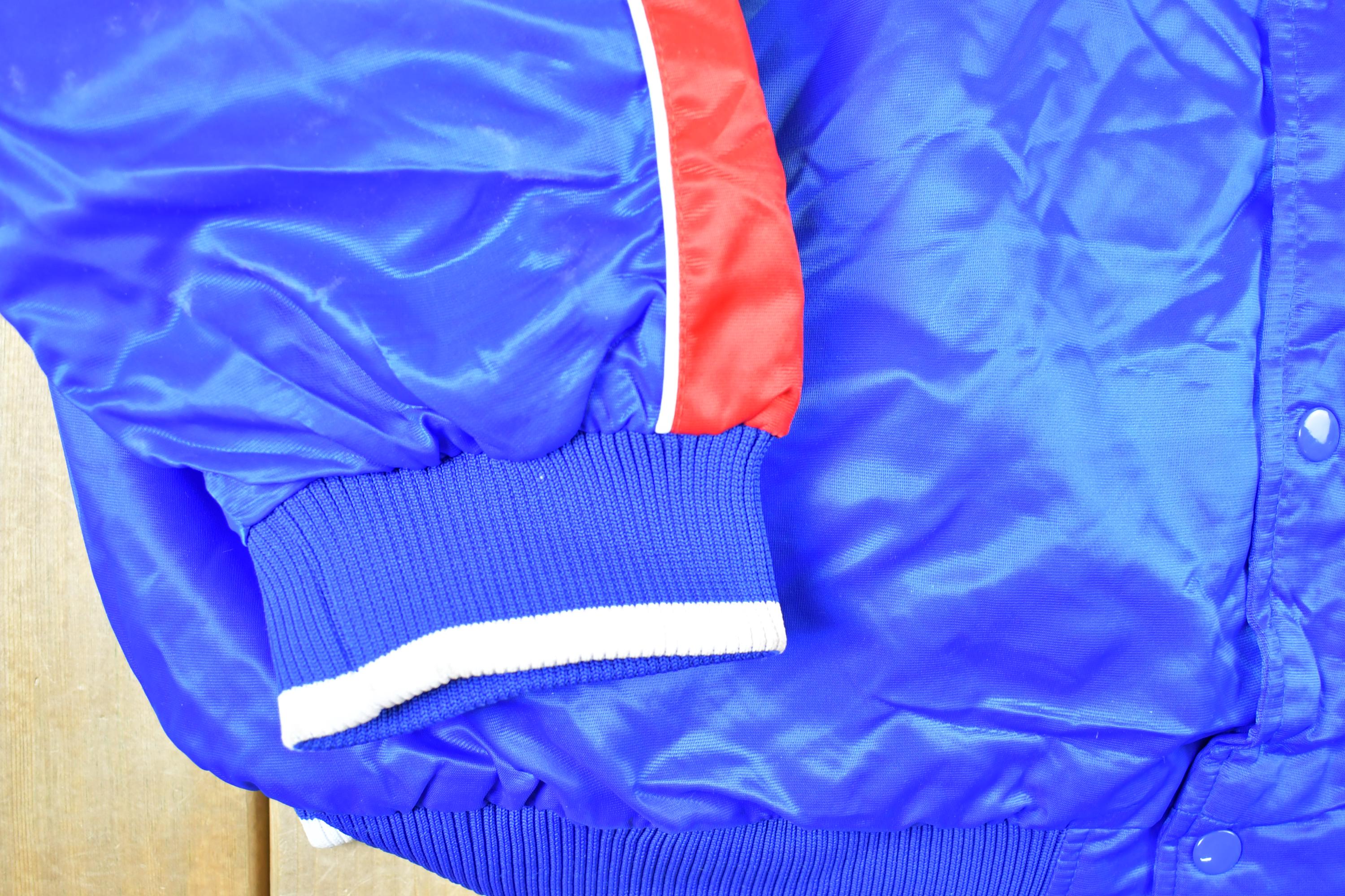 Vintage 1990s New Jersey Nets Hardwood Classics Satin Button Down Puffer Bomber Style NBA Basketball Jacket