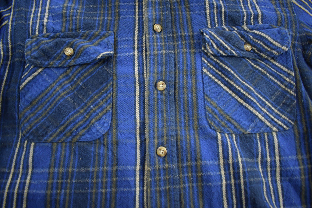 Vintage 1980s Lake In Trail Flannel Plaid Button Up Shirt