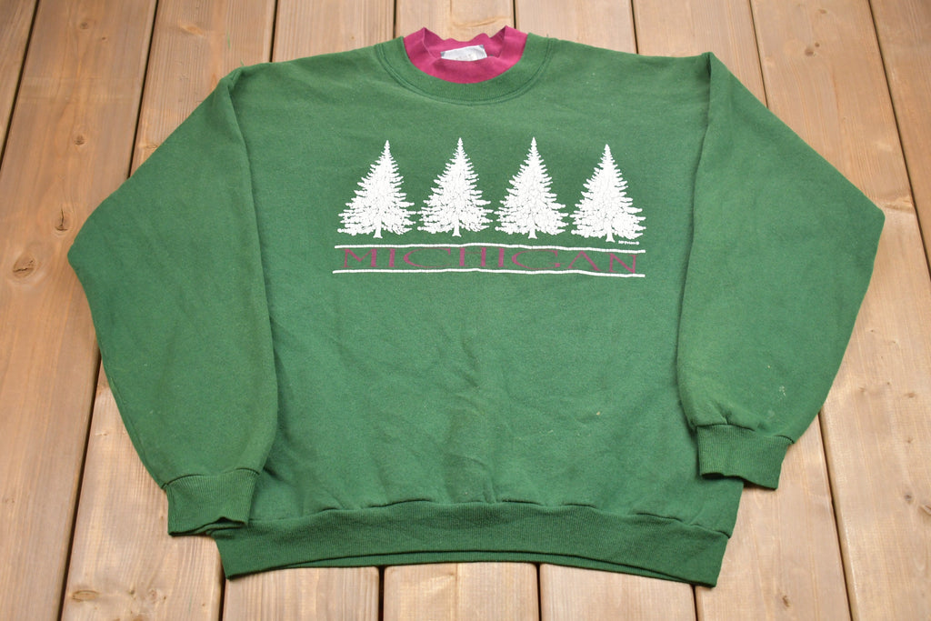 Vintage 1990s Lee Michigan Tree Graphic Crewneck Sweatshirt