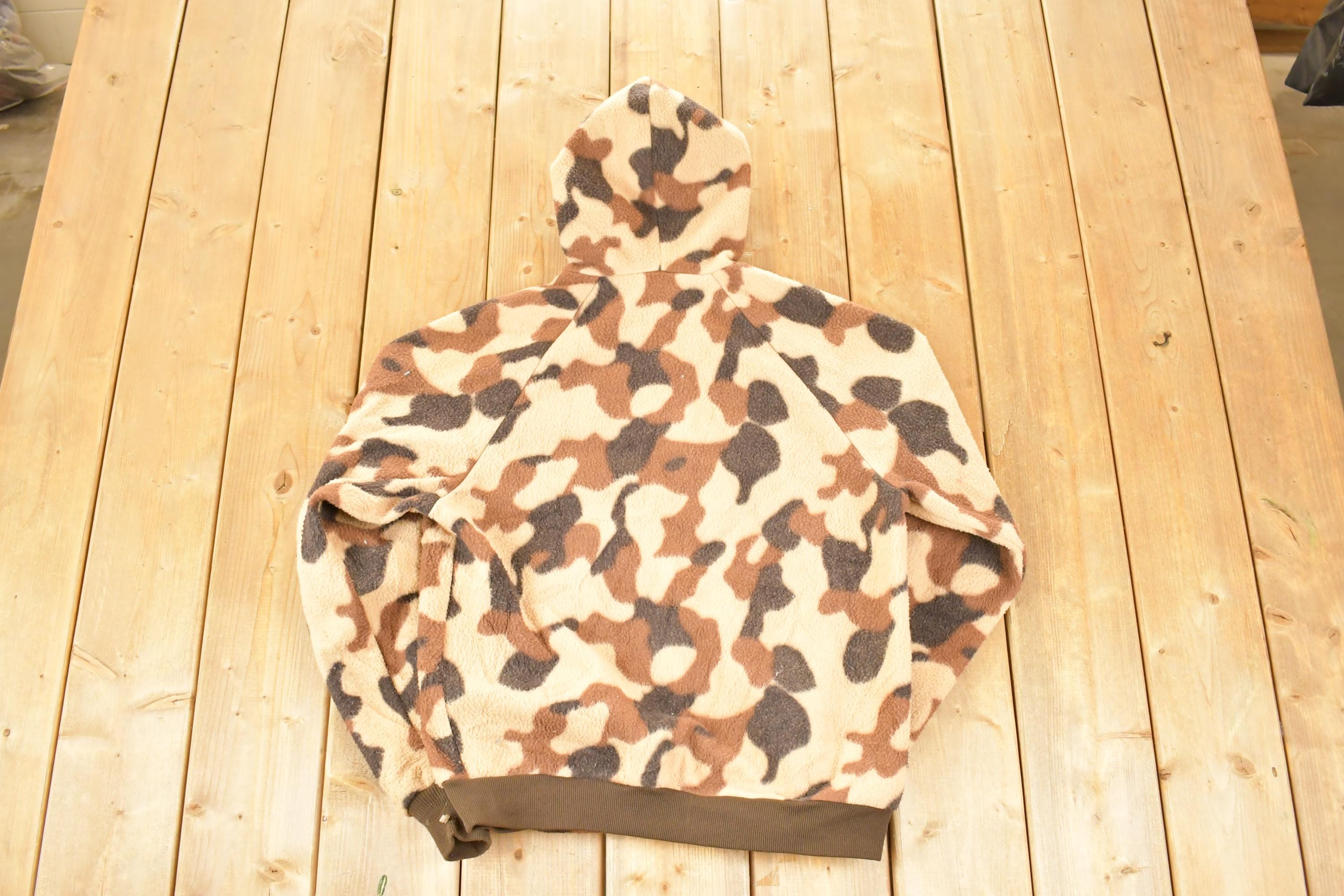 Vintage 1980s Wiman Camo Fleece Hoodie Sweatshirt Men's M