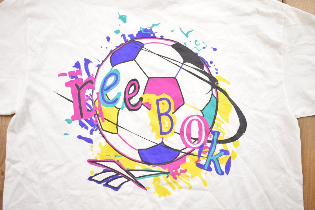 Vintage 1990s Reebok Have A Ball Colorful Soccer Ball Graphic T-Shirt