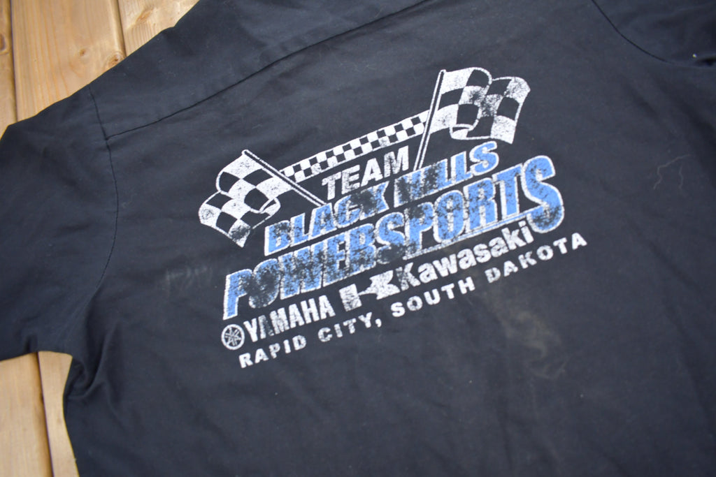 Vintage 1990s Yamaha Kawasaki Black Hills Power Sports Button Up Shirt