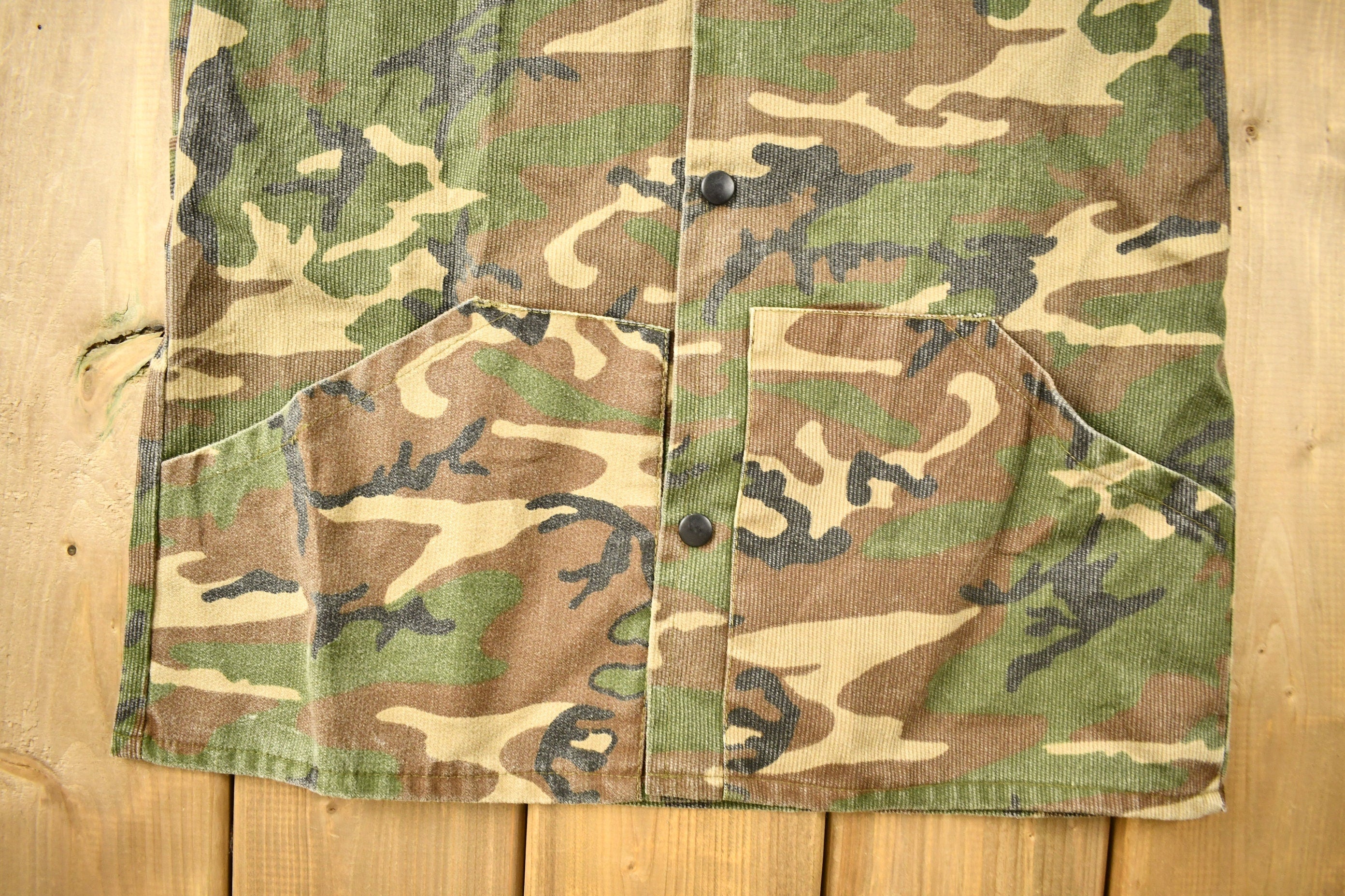 Vintage 1970s Military Camouflaged Button Up Shirt