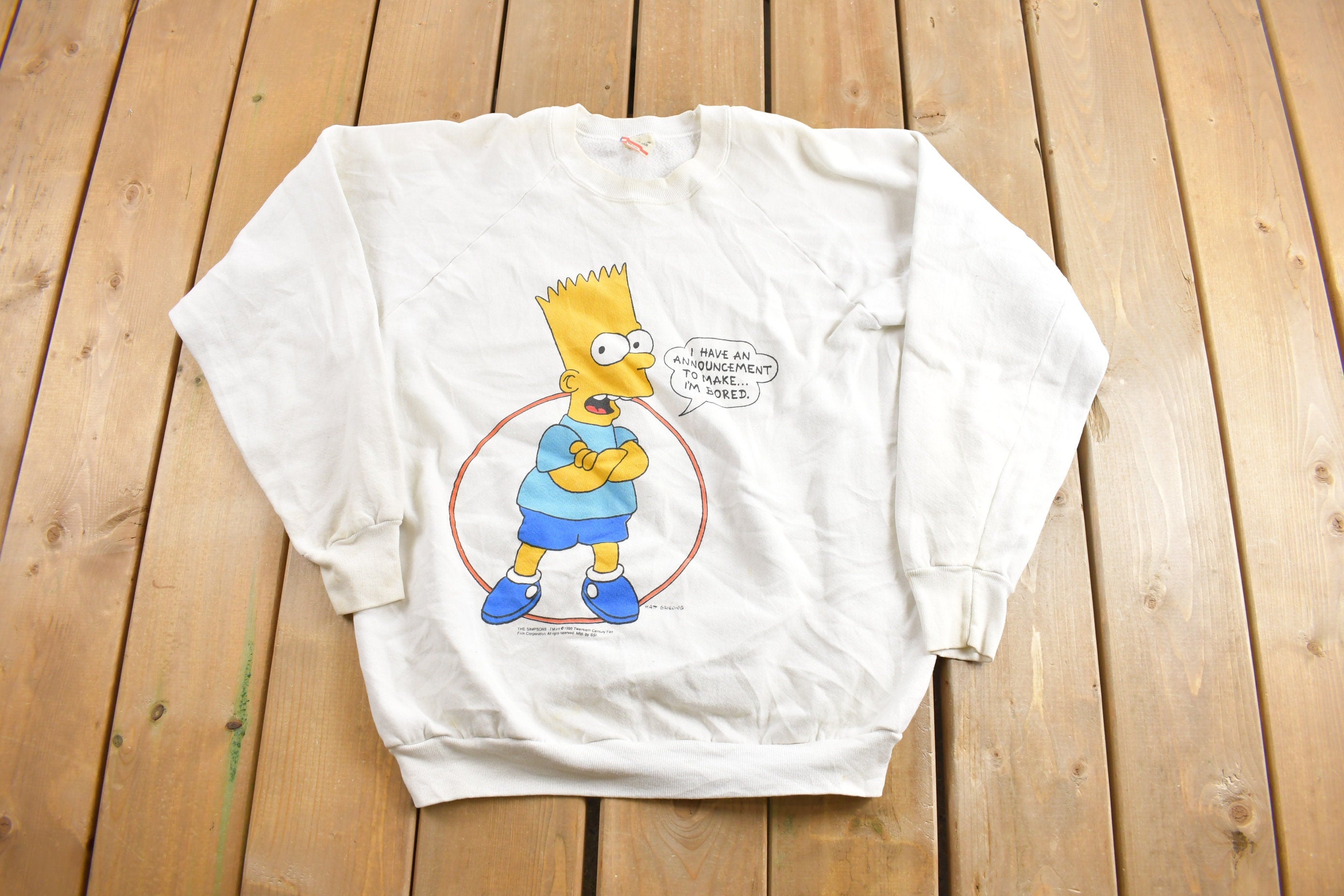 Vintage 1990 Bart Simpson Graphic Crewneck Sweatshirt