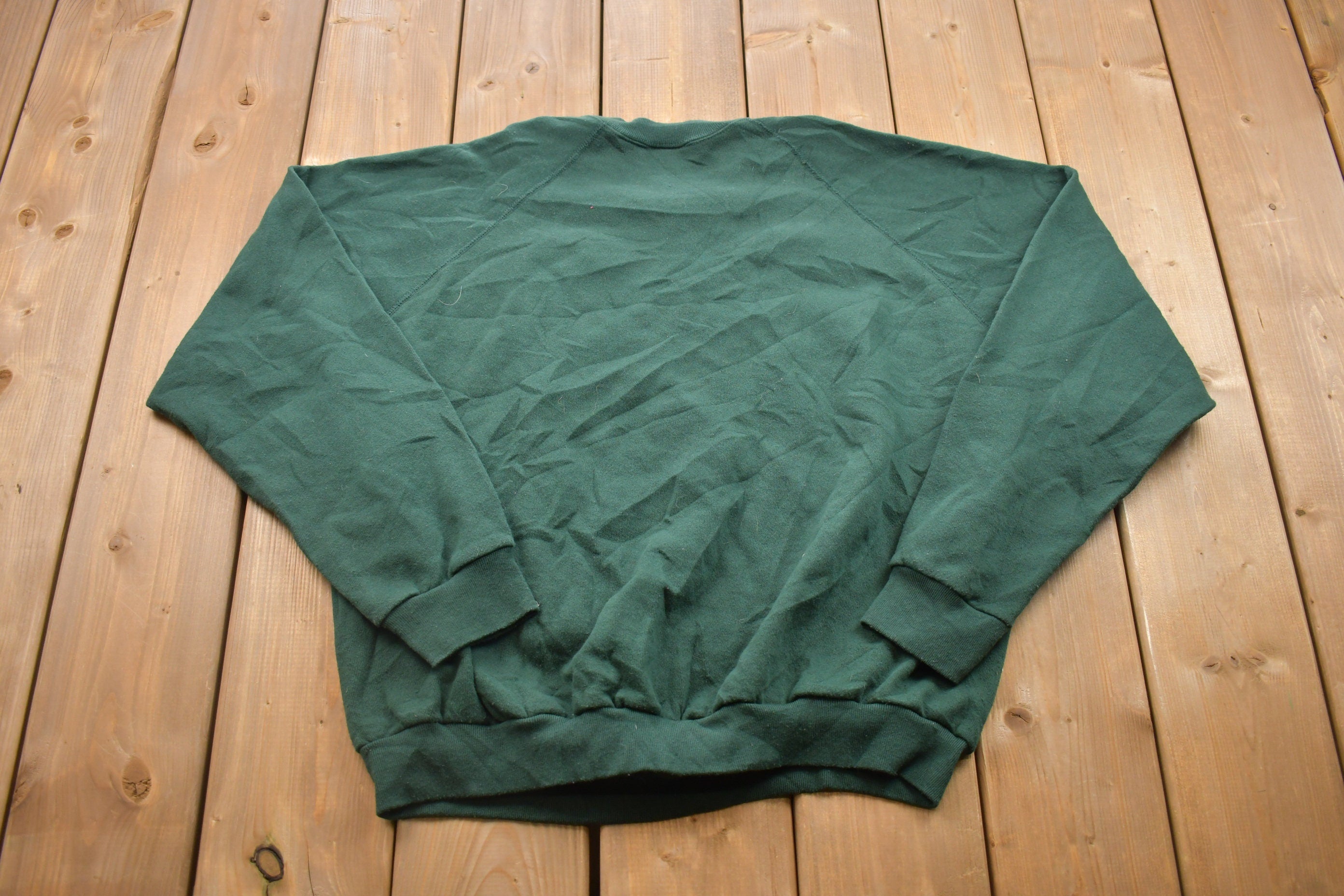 Vintage 1990s Tultex Blank Green Crewneck Sweatshirt