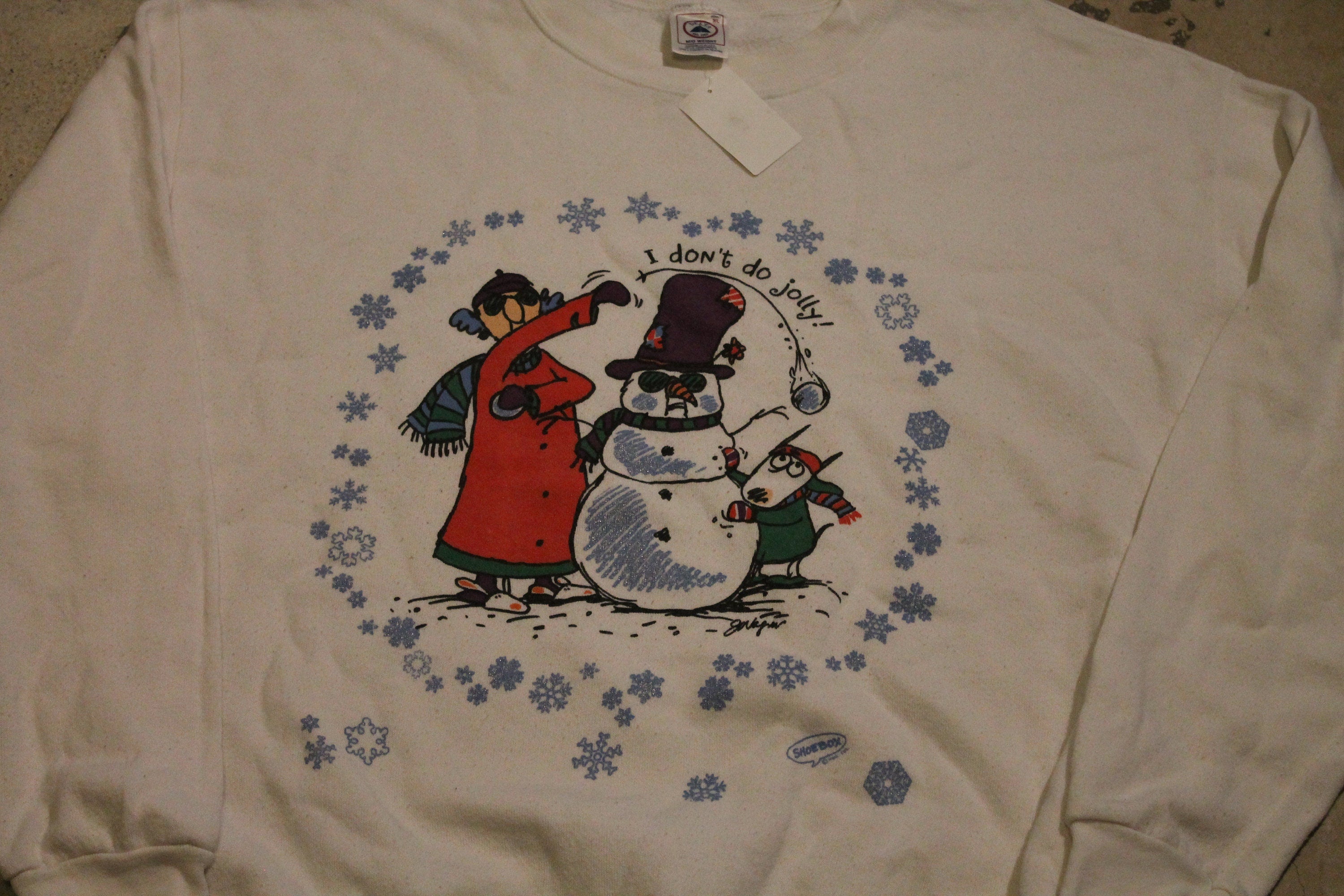 Vintage 1990s Cute Snowman Winter Theme Crewneck Sweater , 90s Holiday Crewneck , I Don't Do Jolly! , Winter Wear , Festive , Snowman
