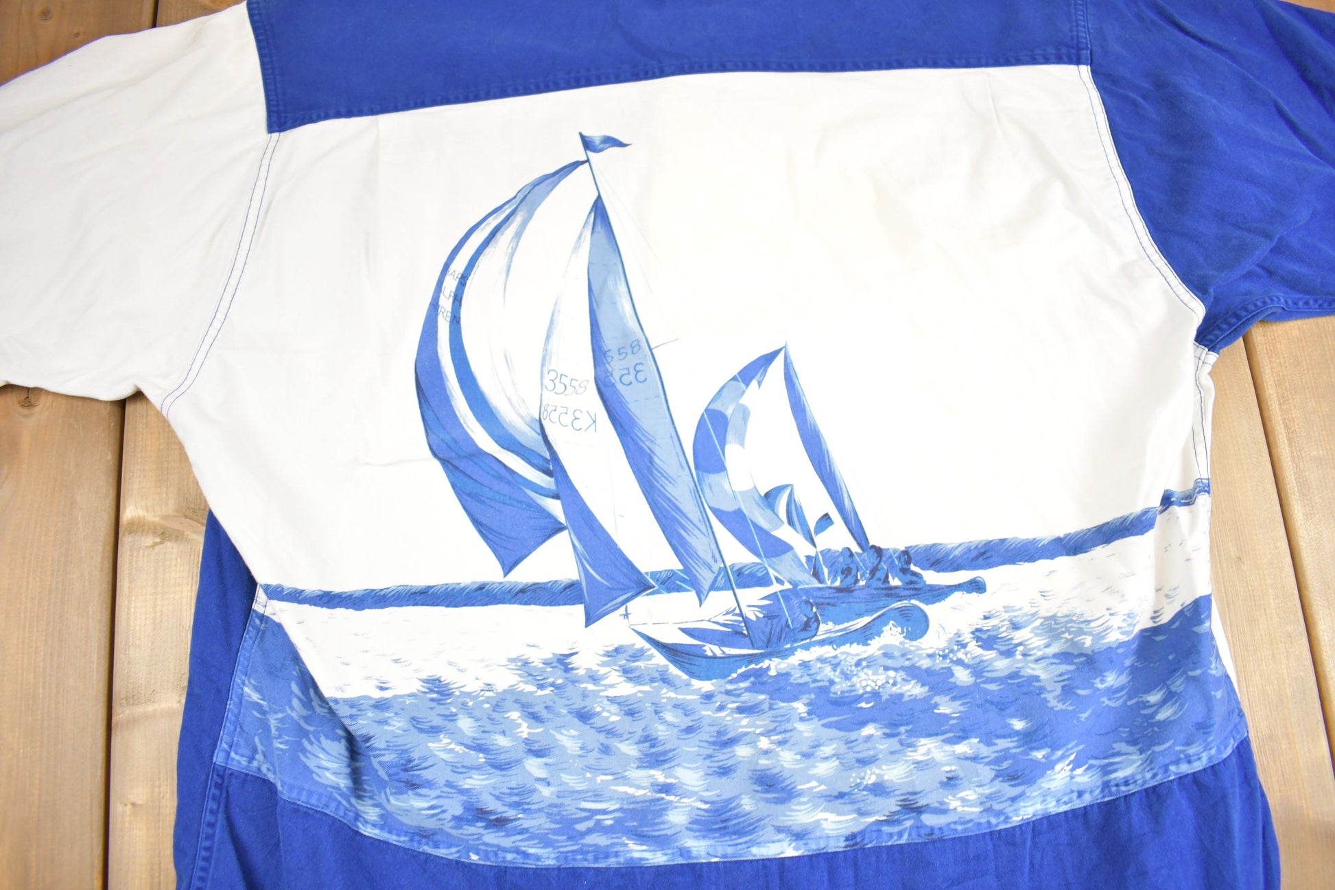 Vintage 1990s Chaps Ralph Lauren Sailing Button Up Shirt Schooner / Vintage Sailing / Vintage Ralph Lauren / Color Block
