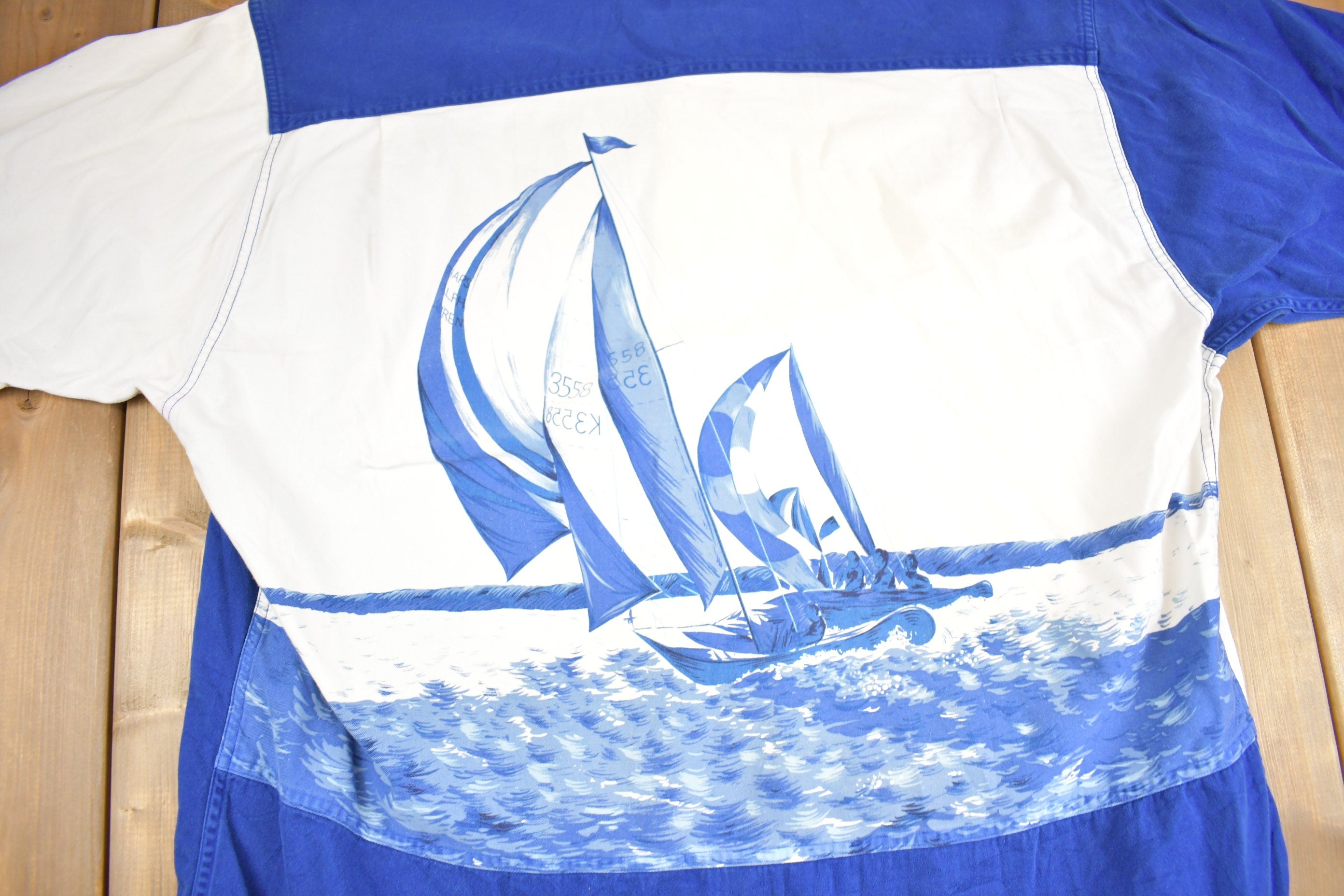 Vintage 1990s Chaps Ralph Lauren Sailing Button Up Shirt Schooner