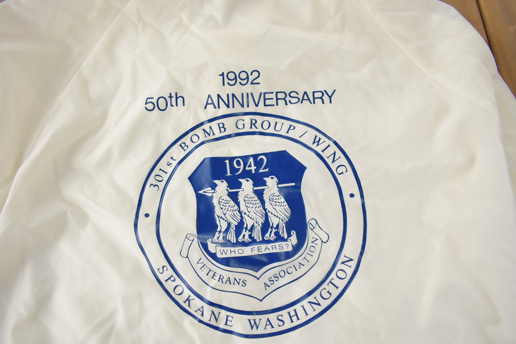 Vintage 1992 301st Bomb Group Spokane Washington Veterans Association Windbreaker Jacket Made In USA Size L