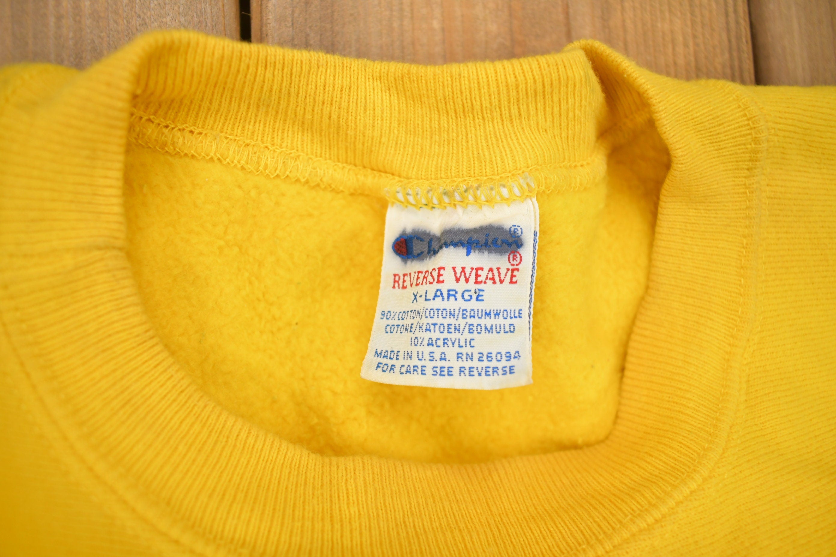 Vintage 1990s Blank Yellow Champion Reverse Weave Crewneck