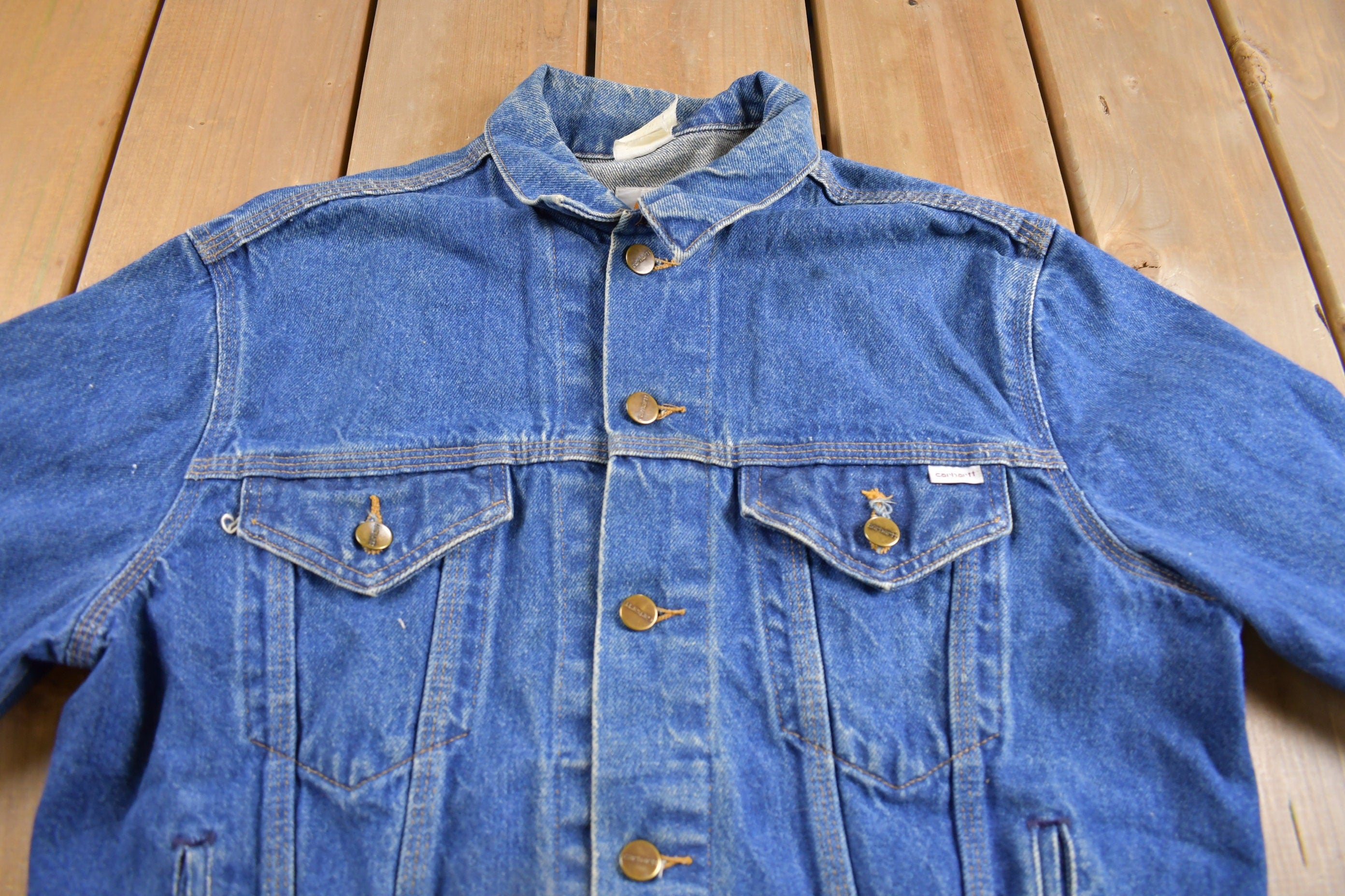 Vintage 1980s Carhartt Medium Wash Jean Jacket