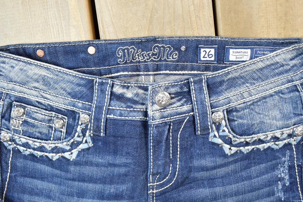 Vintage Y2K Miss Me Bedazzled Low Rise Jeans Size 26x31